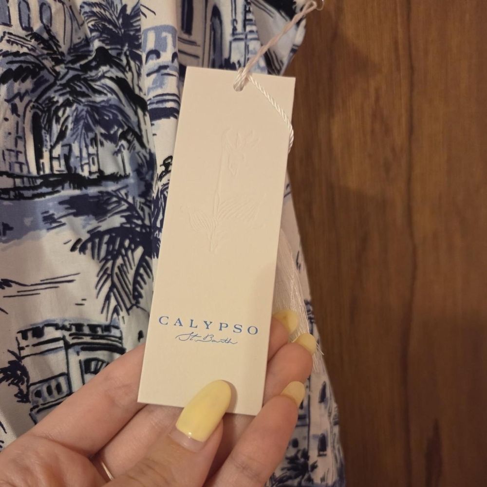 BNWT Calypso St. Barth white and blue halter neck dress size x-small - Picture 6 of 8